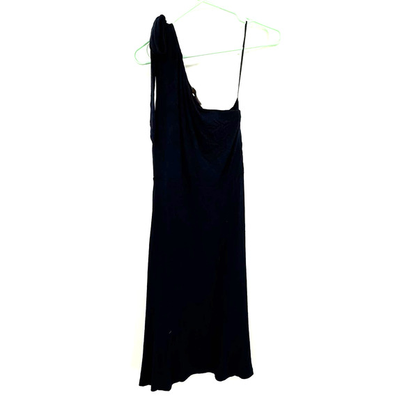 Loft size XS navy blue one shoulder mini dress bow detail on shoulder soft - Picture 2 of 6